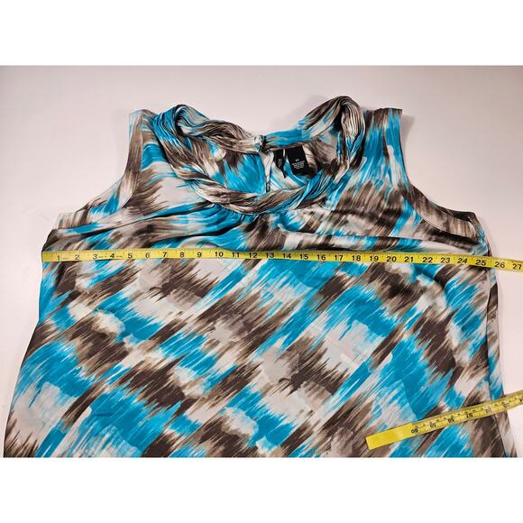 New directions womens 2X 2XL sleevless scoop neck geometric blue blouse top ^ - Picture 6 of 6